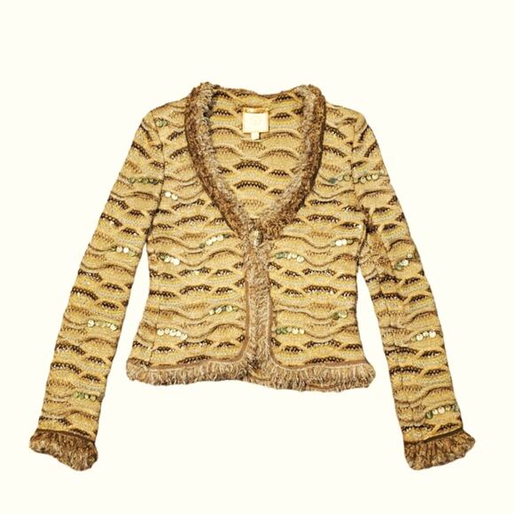St. John Couture Vintage Golden Boucle Tweed Metallic Jacket Sz 8 - Picture 1 of 13